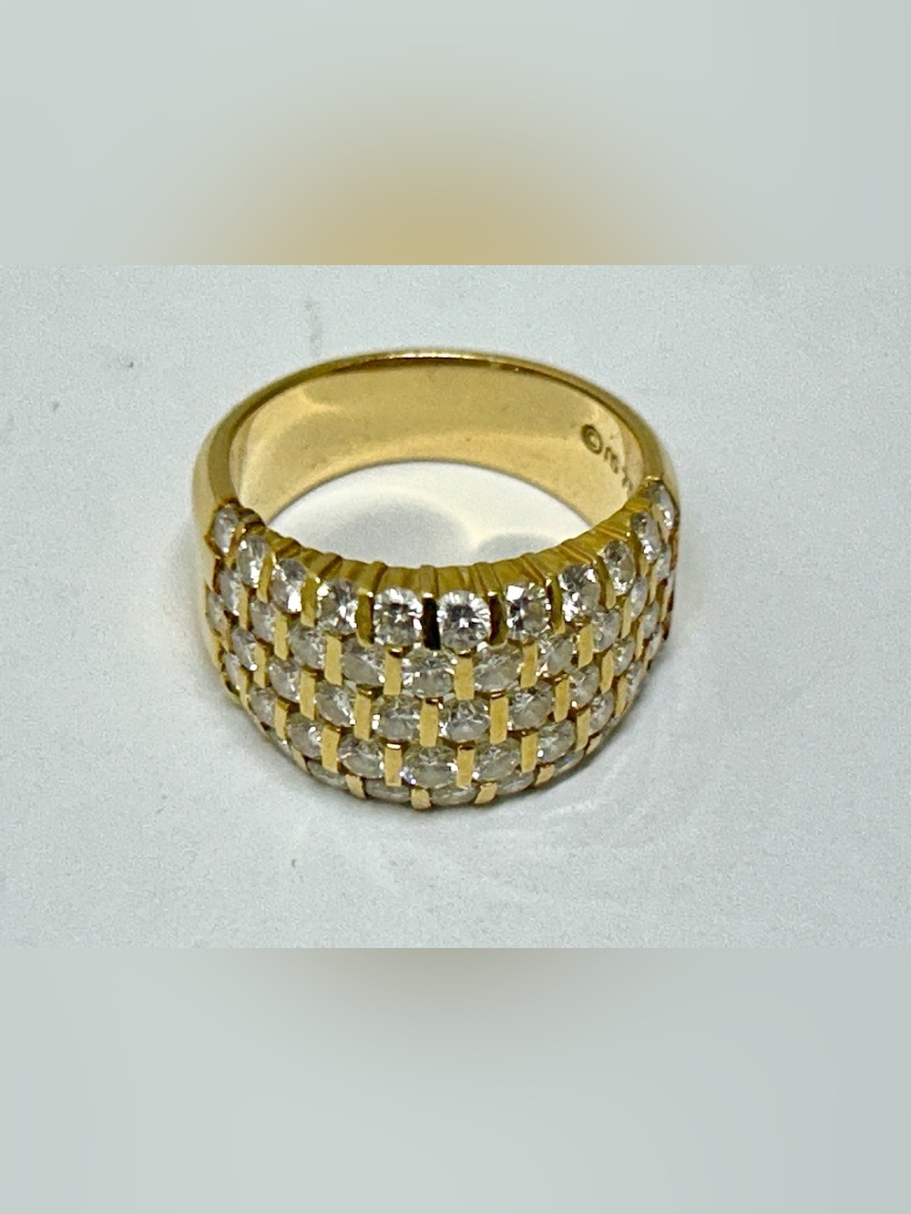 c. 1980s Vintage 18 Karat Yellow Gold Diamond Encrusted Ring